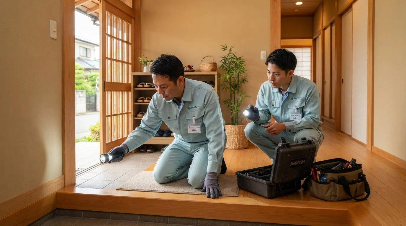 住宅街の中にある樹木と建物の外観